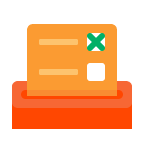 Printer printing a ballot with a checkmark